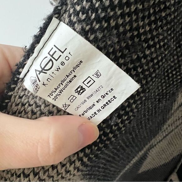 AGGEL Knitwear Wool Blend Longline Aztec Tribal Boho Cardigan Jacket L - Picture 6 of 6